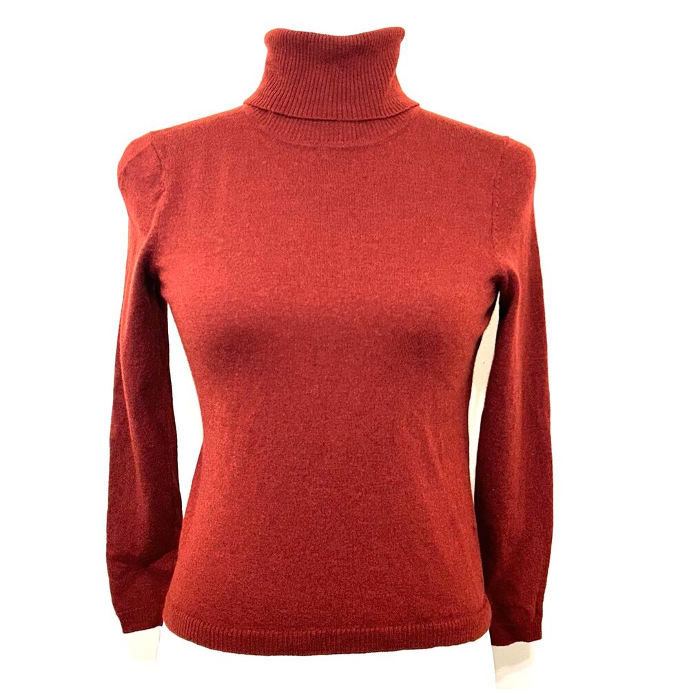 Pendleton Vintage Petites 100%Merino Wool Turtleneck Sweater Size S Burnt Orange